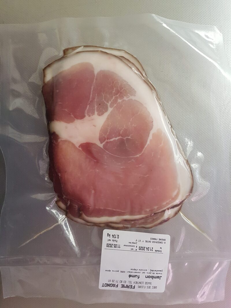 Jambon cru fume (4 tranches - le kg)