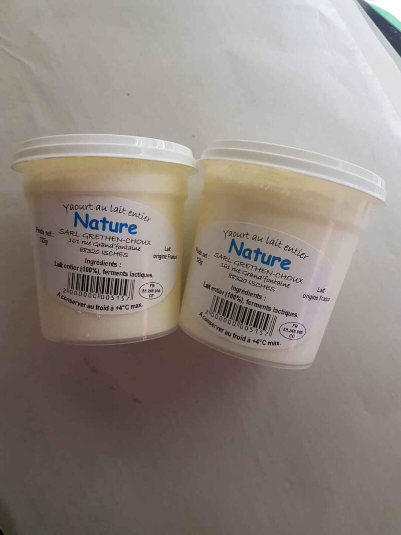 Yaourt fermier nature au lait de vache